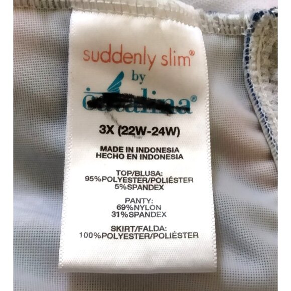 Suddenly Slim By Catalina Halter Floral Swim Dress Built-In Bra Plus Size 3X - Picture 6 of 6